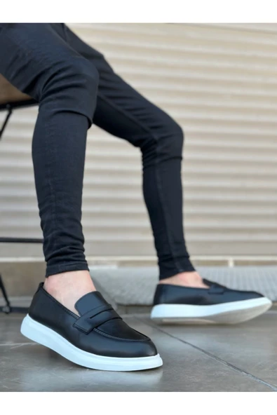 Arda Erkek AyakkabıBA0316 Bağcıksız Yüksek Beyaz Taban Klasik Cilt Corcik Erkek Ayakkabı - Resim 2