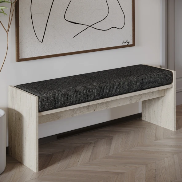 Pearl Bench – Modern Tasarım Antre, Mutfak, Yatak Odası, Balkon Oturma Bankı, Kolay Kurulum, Traverten Desen