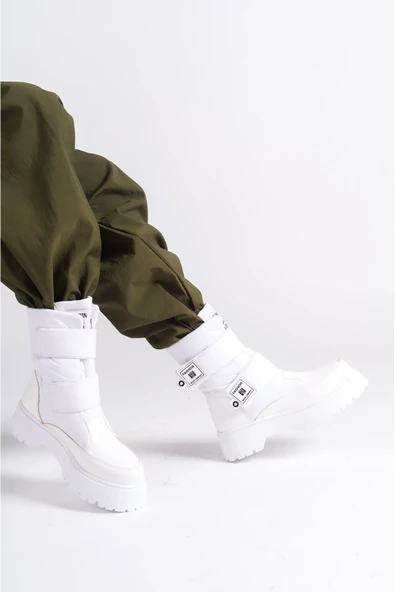 Joy Ayakkabı ELISA Cırt Cırtlı Paraşüt Kumaş Rugan Kadın Bot RBT - Beyaz ürün görseli