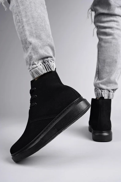 TB Terzi Bey Tb207 Oslo Bağcıklı Süet Erkek Günlük Spor Bot St - Siyah - Resim 4