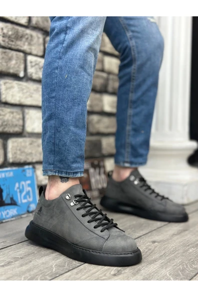 aradimtaradim BA0331 Bağcıklı Erkek Yüksek Taban Füme Cilt  Spor Ayakkabı ürün görseli