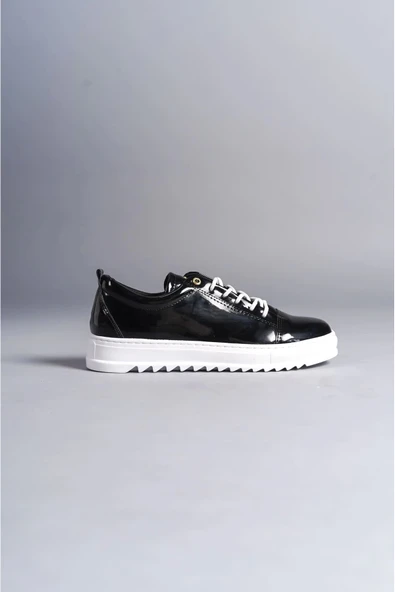 SALWO SLW152 Cool Bağcıklı Rugan Erkek Günlük Spor Klasik Ayakkabı RBT - Siyah - Resim 4