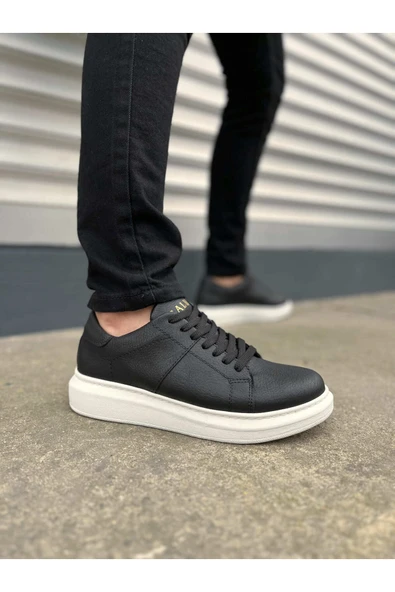 Joy Ayakkabı JY151 Boost Bağcıklı Cilt Erkek Günlük Sneaker Ayakkabı CBT - Siyah ürün görseli