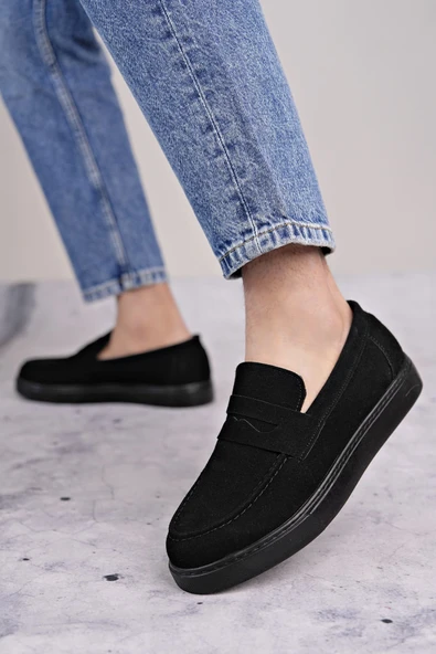 Arda Erkek AyakkabıSLW180 Estilo X Bağcıksız Süet Erkek Günlük Spor Klasik Ayakkabı SST - Siyah - Resim 4