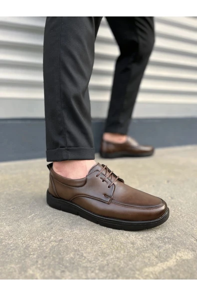 Joy Ayakkabı JY0510 Clasica Bağcıklı Cilt Erkek Günlük Klasik Ayakkabı CST - Kahverengi ürün görseli