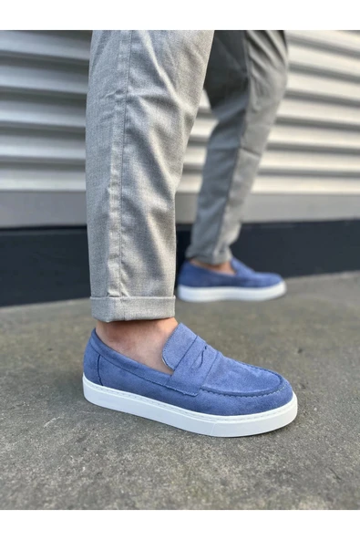 Joy Ayakkabı JY180 Estilo X Bağcıksız Süet Erkek Günlük Spor Klasik Ayakkabı SBT - Mavi ürün görseli 1