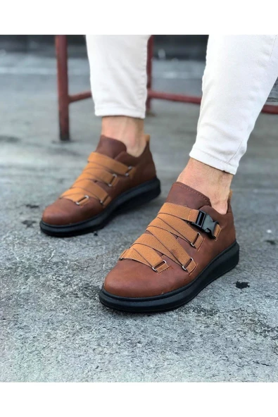 Byshoes Wagoon WG033 Taba Siyah Erkek Yüksek Taban Ayakkabı ürün görseli 1