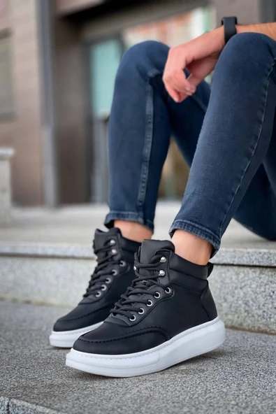 aradimtaradim KB-0994 Kuback Siyah Cilt Yüksek Taban Erkek Bilek Bot - Resim 2