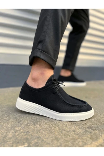 Joy Ayakkabı JY170 Tornado Bağcıklı Süet Erkek Günlük Spor Klasik Ayakkabı SBT - Siyah ürün görseli 1