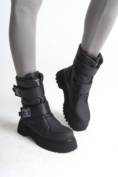 Joy Ayakkabı ELISA Cırt Cırtlı Paraşüt KumaşKadın Bot CST - Siyah - Resim 2