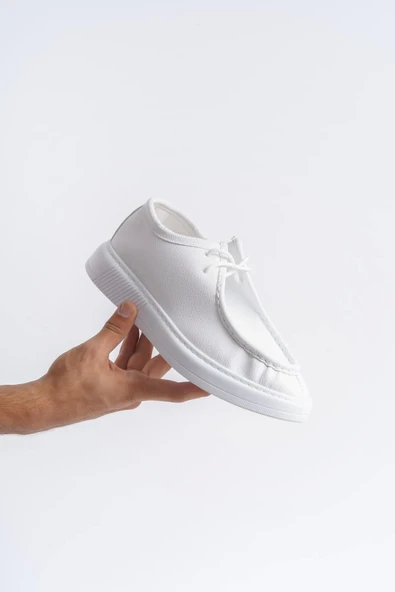 rabellashoes SLW170 Tornado Bağcıklı Cilt Erkek Günlük Spor Klasik Ayakkabı BT - Beyaz - Resim 4