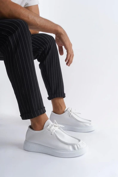 rabellashoes SLW170 Tornado Bağcıklı Cilt Erkek Günlük Spor Klasik Ayakkabı BT - Beyaz ürün görseli 1