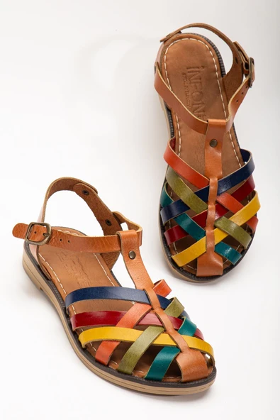 İnfon Ayakkabı Marketi 205-02 Multi Ortopedik Hakiki Deri Kadın Sandalet - Resim 6