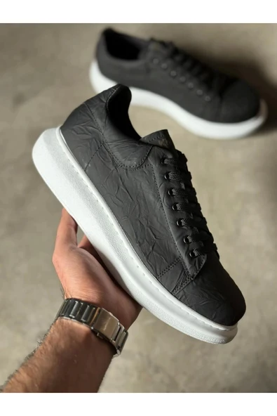 aradimtaradim Knack Yüksek Taban Günlük Ayakkabı 044 Siyah Beyaz Taban (Desenli) - Resim 3