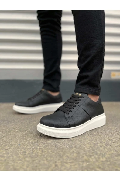 Joy Ayakkabı JY151 Boost Bağcıklı Cilt Erkek Günlük Sneaker Ayakkabı CBT - Siyah - Resim 2