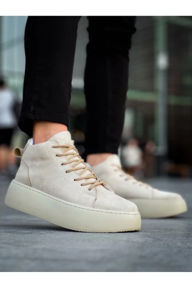 BPM LE10 Bağcıklı Erkek Yüksek Taban İthal Süet Krem Spor Bot ürün görseli