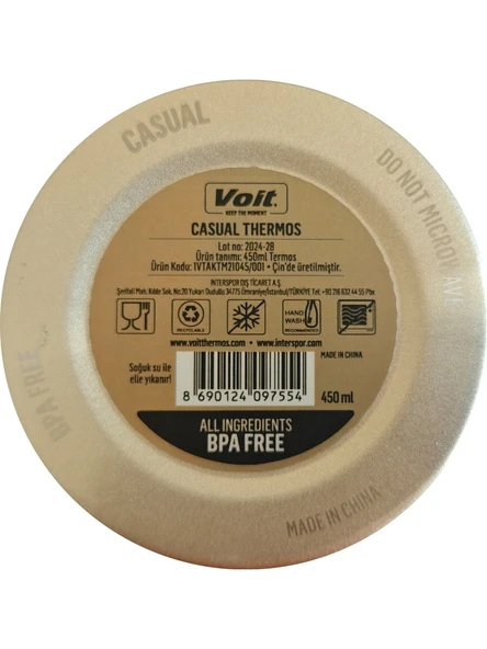 Voit Casual Termos 450ml Paslanmaz Çelik Altın - Resim 4