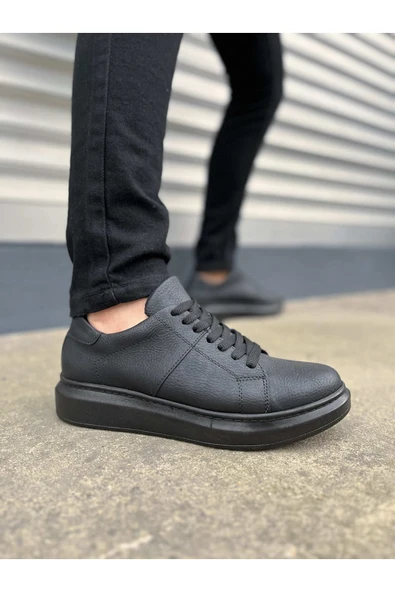 Joy Ayakkabı JY151 Boost Bağcıklı Cilt Erkek Günlük Sneaker Ayakkabı CST - Siyah ürün görseli 1