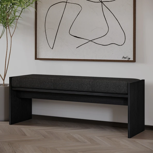Pearl Bench – Modern Tasarım Antre, Mutfak, Yatak Odası, Balkon Oturma Bankı, Kolay Kurulum, Ahşap Siyah - 3