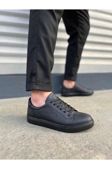 Joy Ayakkabı JY165 Elite Bağcıklı Cilt Erkek Günlük Sneaker Ayakkabı CST - Siyah ürün görseli 1