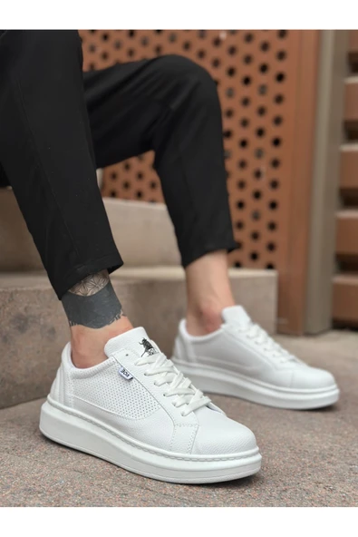 Arda BA0423 BOA Kalın Yüksek Taban Beyaz Bağcıklı Spor Erkek Ayakkabı ürün görseli 1