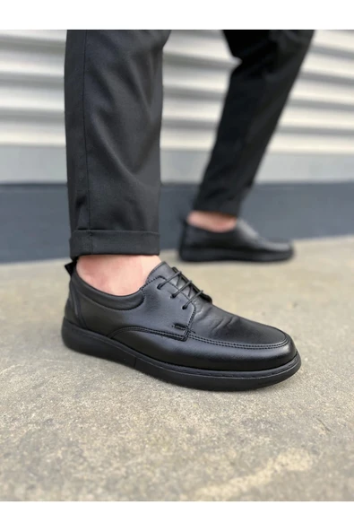 Joy Ayakkabı JY0510 Clasica Bağcıklı Cilt Erkek Günlük Klasik Ayakkabı CST - Siyah ürün görseli 1