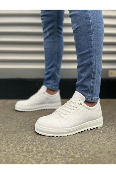 Joy Ayakkabı JY152 Cool Bağcıklı Cilt Erkek Günlük Spor Klasik Ayakkabı CBT - Beyaz - Resim 2