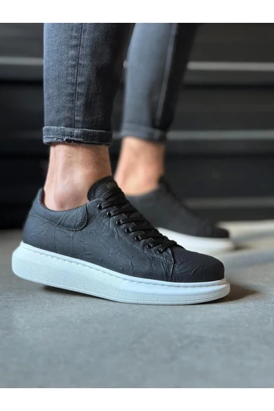 aradimtaradim Knack Yüksek Taban Günlük Ayakkabı 044 Siyah Beyaz Taban (Desenli) - Resim 6