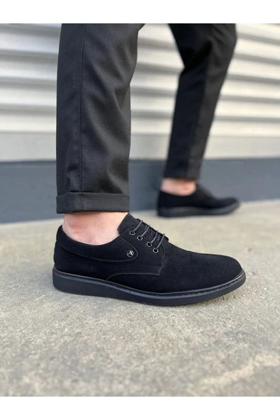 Joy Ayakkabı JY0610 Clasico Bağcıklı Süet Erkek Günlük Klasik Ayakkabı SST - Siyah ürün görseli 1