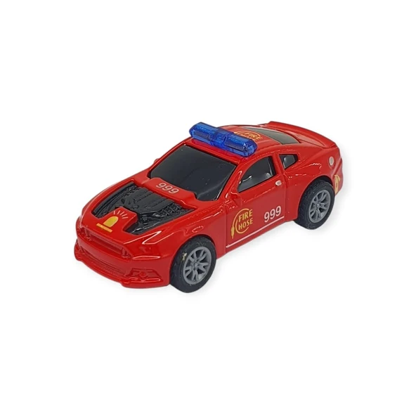 Çek Bırak Metal Küçük Arabalar 8 cm - SH40031 - Kırmızı İtfaiye ürün görseli