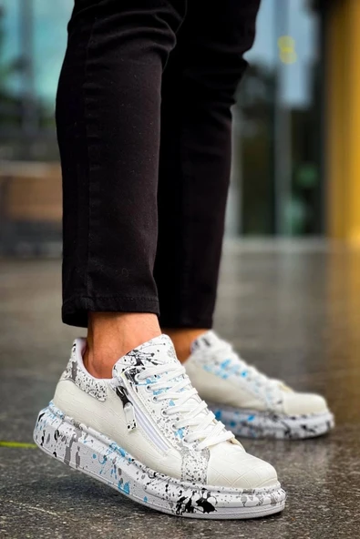 KAZAX KB-02 Kuback Bağcıklı Crocodile Beyaz Mavi Günlük Erkek Ayakkabı ürün görseli