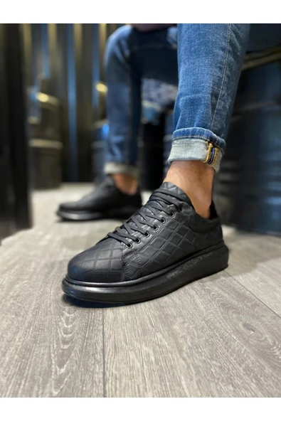 OEM Knack Yüksek Taban Günlük Ayakkabı 044 KAPİTONE Siyah (Siyah Taban) ürün görseli 1