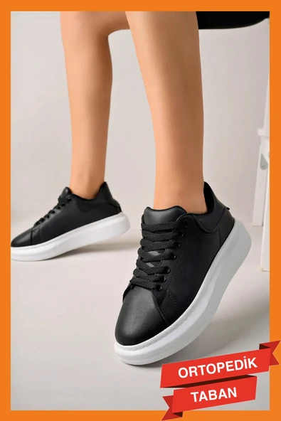 Arda Kadın Spor AyakkabıLuis a Costa LC101 Siyah Cilt Beyaz Taban Kadın Sneaker - Resim 2