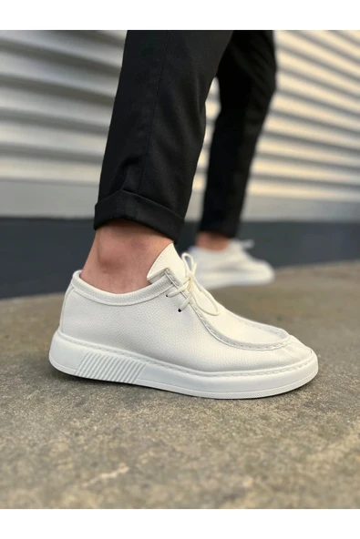 Joy Ayakkabı JY170 Tornado Bağcıklı Cilt Erkek Günlük Spor Klasik Ayakkabı CBT - Beyaz ürün görseli 1
