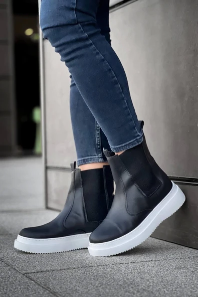 aradimtaradim KB-0992 Kuback Siyah Cilt Yüksek Taban Lastikli Erkek Bot - Resim 3