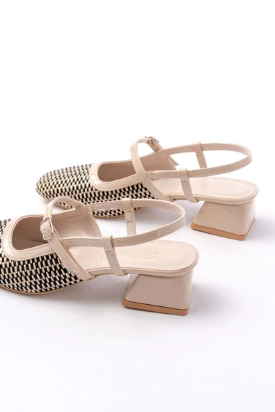 Modaiconu 720 Bej Desenli Arkası Açık Günlük Kadın Sandalet - Resim 5