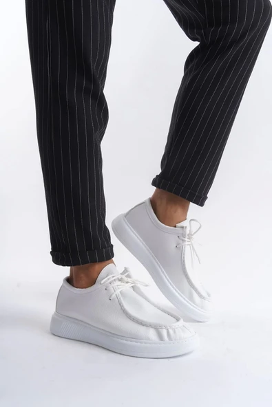 rabellashoes SLW170 Tornado Bağcıklı Cilt Erkek Günlük Spor Klasik Ayakkabı BT - Beyaz - Resim 2