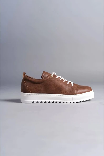 aradimtaradim SLW152 Cool Bağcıklı Cilt Erkek Günlük Spor Klasik Ayakkabı CBT - Taba - Resim 4