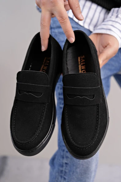 Arda Erkek AyakkabıSLW180 Estilo X Bağcıksız Süet Erkek Günlük Spor Klasik Ayakkabı SST - Siyah - Resim 3