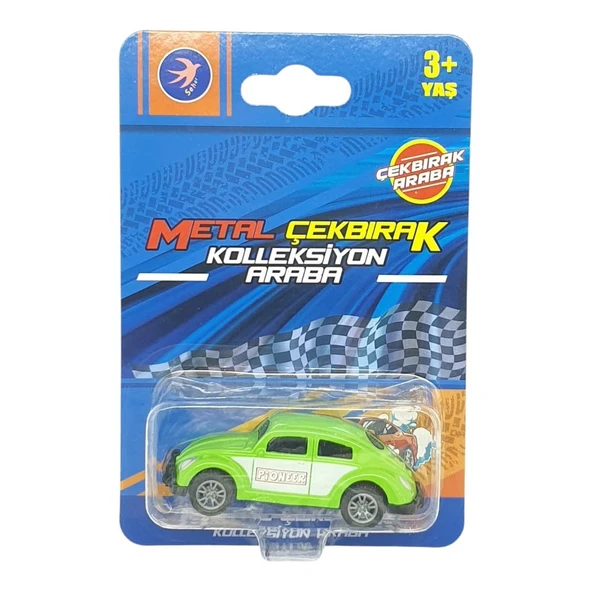 Çek Bırak Metal Küçük Arabalar 8 cm - SH40031 - Yeşil Vosvos - Resim 5