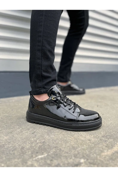 Joy Ayakkabı JY152 Cool Bağcıklı Rugan Erkek Günlük Spor Klasik Ayakkabı RST - Siyah ürün görseli 1