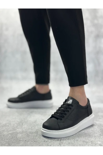Arda Erkek AyakkabıBA0423 BOA Kalın Yüksek Taban Siyah Bağcıklı Spor Erkek Ayakkabı - Resim 3
