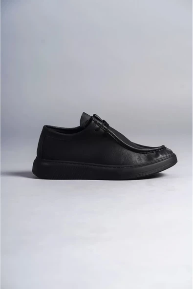 aradimtaradim SLW170 Tornado Bağcıklı Cilt Erkek Günlük Spor Klasik Ayakkabı CST - Siyah - Resim 4