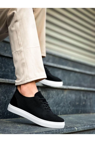 Arda Erkek AyakkabıKB-101 Kuback Siyah Triko Bağcıklı Günlük Erkek Ayakkabı - Resim 2