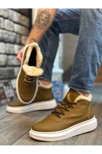 aradimtaradim BA0151 İçi Kürklü Bağcıklı Vizon Erkek Tarz Spor Bot - Resim 2