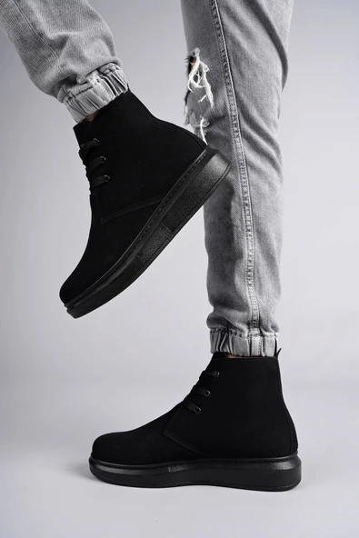 TB Terzi Bey Tb207 Oslo Bağcıklı Süet Erkek Günlük Spor Bot St - Siyah - Resim 3