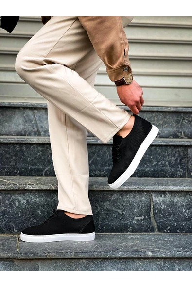 Arda Erkek AyakkabıKB-101 Kuback Siyah Triko Bağcıklı Günlük Erkek Ayakkabı - Resim 4