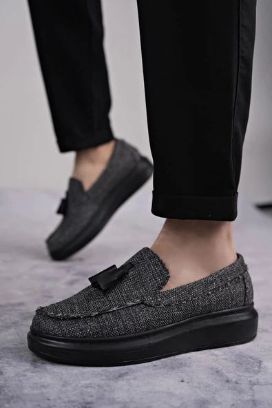 POLEXP Tb154 Blaze Bağcıksız Püsküllü Keten Erkek Günlük Spor Klasik Ayakkabı Kst - Gri - Resim 3