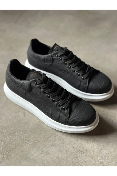 aradimtaradim Knack Yüksek Taban Günlük Ayakkabı 044 Siyah Beyaz Taban (Desenli) - Resim 2