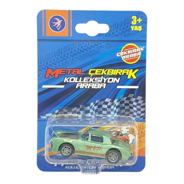 Çek Bırak Metal Küçük Arabalar 8 cm - SH40031 - Klasik Yeşil - Resim 5